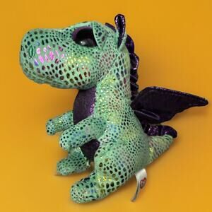 2015 Ty Beanie Boos Cinder Green Rainbow Dragon 9" Size No Tag